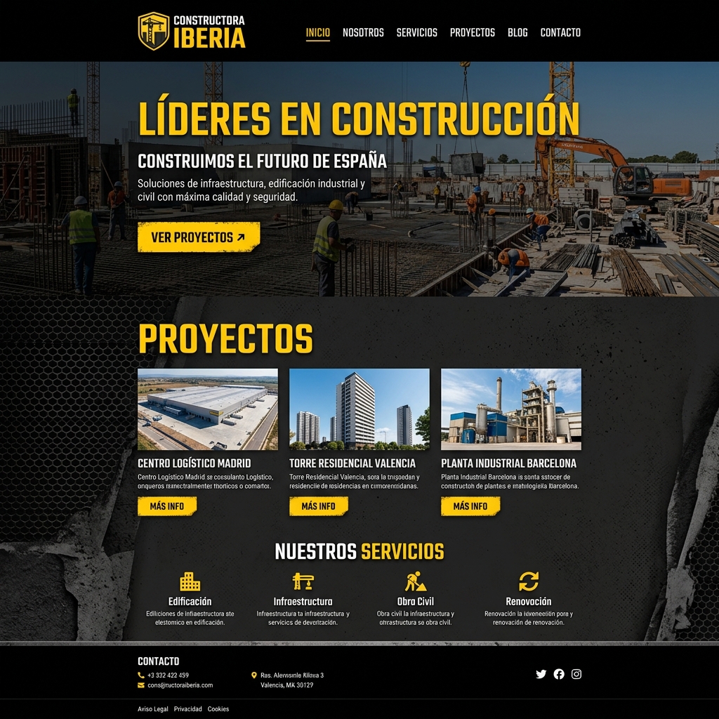 Mockup de Sitio Web de Construcción Industrial