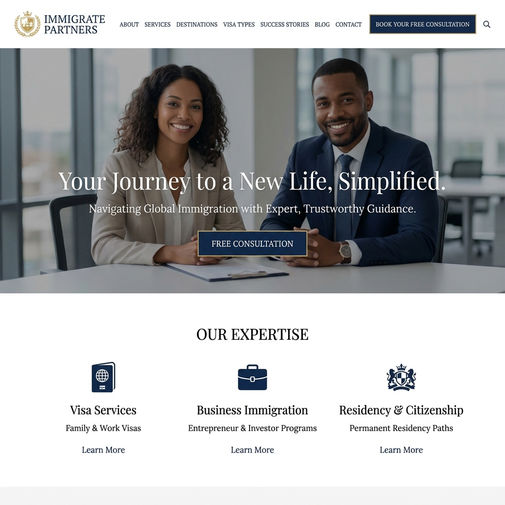 Immigration Consultancy Website Mockup