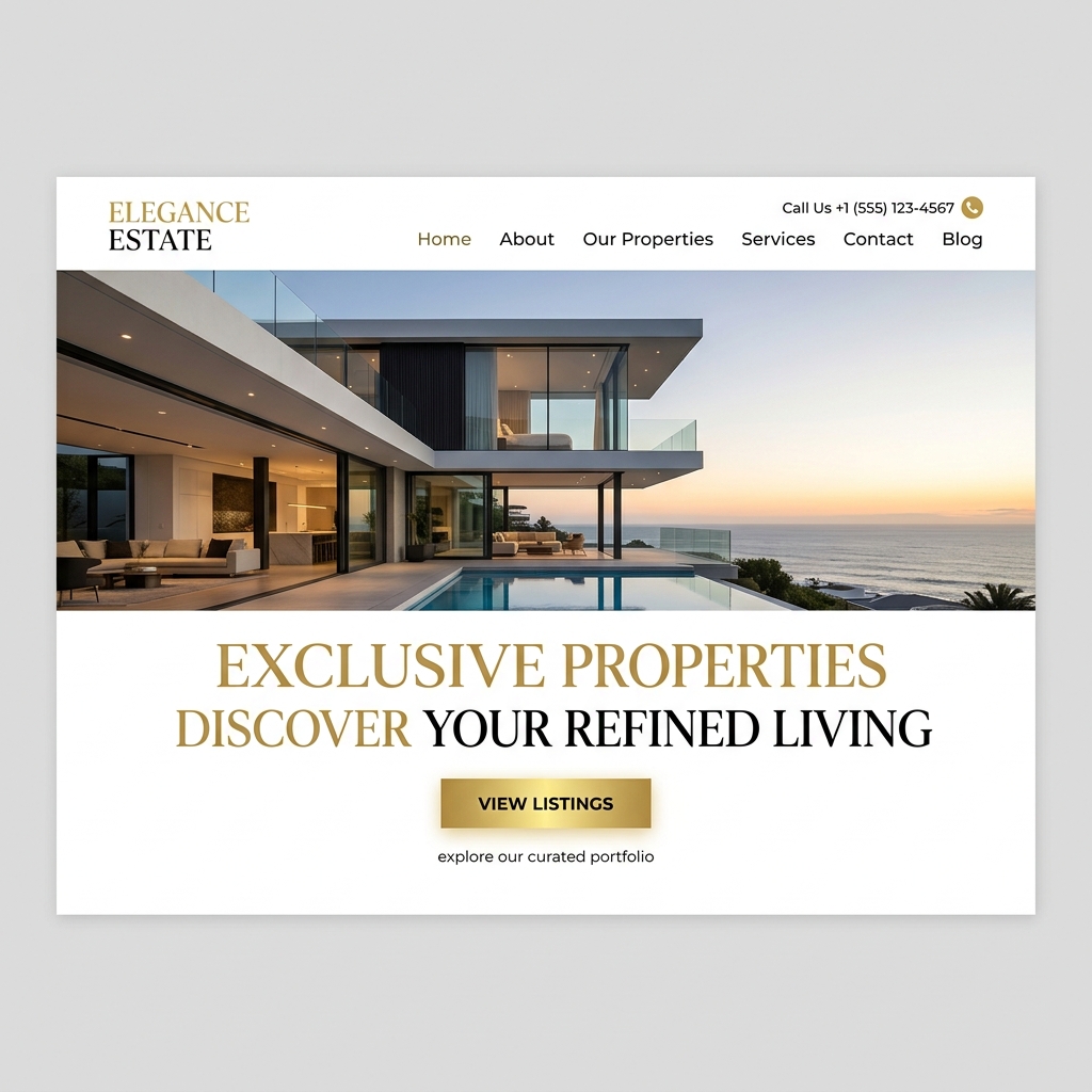 Luxury Real Estate Website Mockup